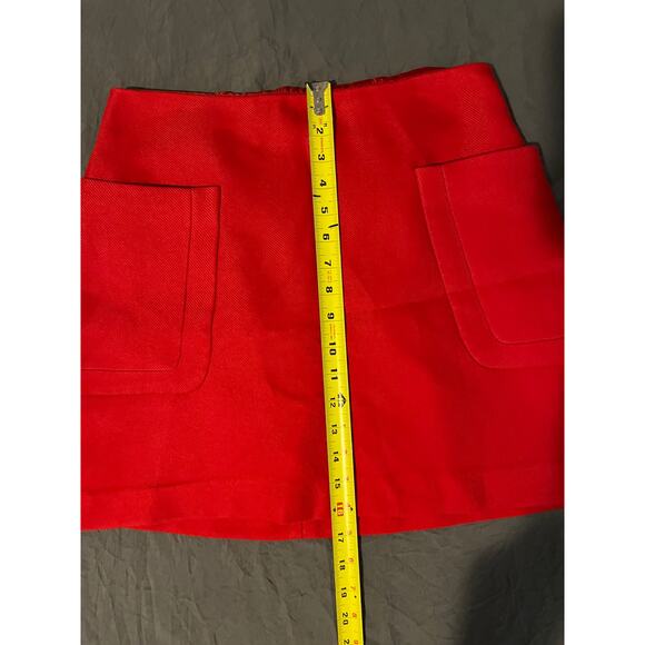 Express Red Mini Skirt Size 8 – Front Pocket A-Line Chic Solid Vibrant Color - Picture 6 of 6